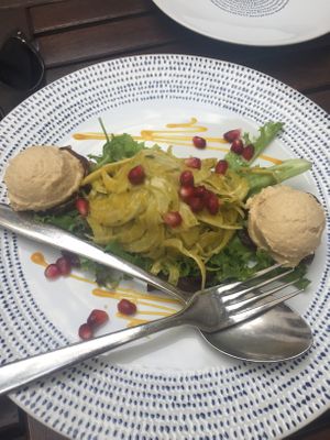 Hummus stuffed dates with fennel salad and pomegranate  at Körle und Adam in Stuttgart