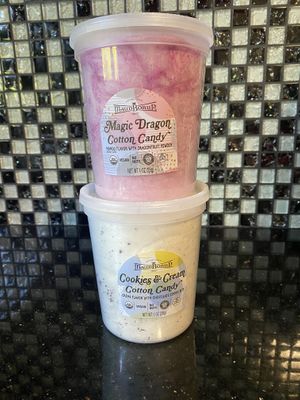 Speciality Vegan Cotton Candy 🍭😛 (made it home intact)  at Whole Foods Market in San Mateo