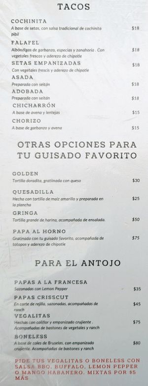 Menu 2 of 8, April 2023 at Casa Onca Centro in Aguascalientes