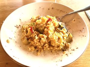 Delicious, many vegetable, paella!  at Bistro Bel in Mallorca