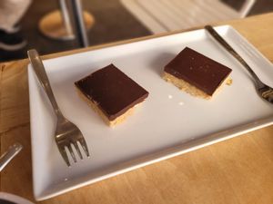 Peanut and chocolate squares at Arrenius & Company in Uppsala