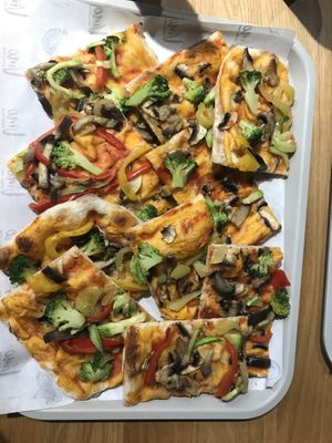 The full plate (we see here 2 vegan pizzas)  at Vino Pizza Wine in Chisinau