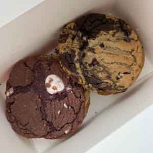 box of 6 (ube white chocolate and marble fudge on top)  at Maya's Cookies in San Marcos