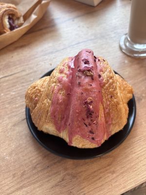 Raspberry croissant  at Massolit Bakes in Krakow