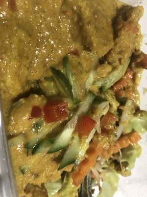 Gado gado (steamed veges, tofu cubes, spuds, warm peanut sauce)   at Java Room in Auckland