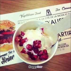 Vanilla Ice cream Sundae with pommegrade topping at M.O.B. - Cite de la Mode in Paris