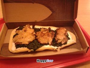 Ironman: creme, spinach and mushrooms on a bread paste at M.O.B. - Cite de la Mode in Paris