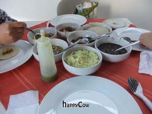 table of dishes at Puerto Verde in Puerto Morelos