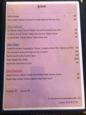 Menu 3 at Bio Ferme in Les Mathes