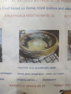 Only option on the menu at Restaurante Tambo Señorial in Potosi