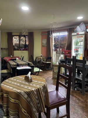 Inside (the dog at the door sat there staring at me for a good 15 minutes 🥺)  at Restaurante Tambo Señorial in Potosi