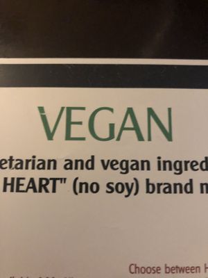 Separate Vegan Menu at Pizza Heaven Bistro in Phoenix