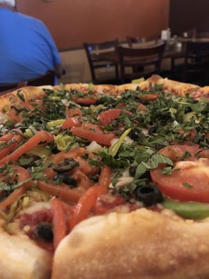 Vegan cheese + veggie pizza at Pizza Heaven Bistro in Phoenix