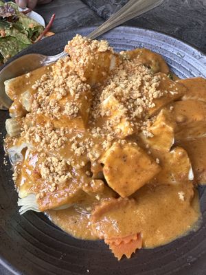 Param - tofu and mixed veggies w peanut sauce.   at Chu Ros Thai in New York City