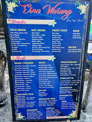 Outside menu   at Erna Warung in Karangasem