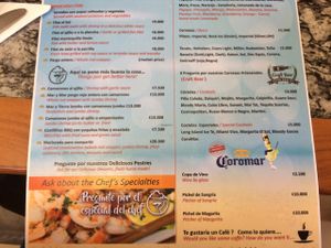 menu  at El Sol Restaurant and Sports Bar in Manuel Antonio