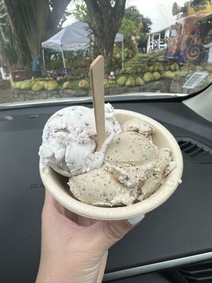 Cookies ‘n cream (left) and coffee toffee (right)  at Coconut Glen's in Haiku