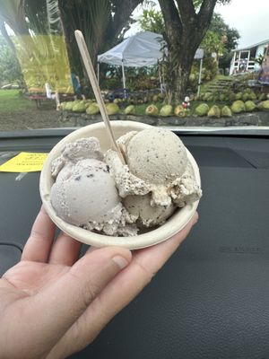 Mint chip (left) and coffee toffee (right)  at Coconut Glen's in Haiku