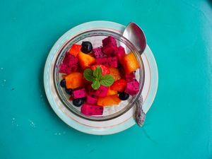 Fruit salad. RM 15.00 at Kneading Peace in Malacca