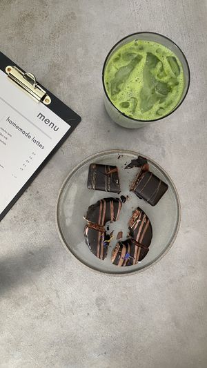 Sweeeeets and matcha iced latte (try it, best matcha)  at Loui in Munich
