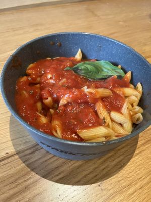 Vegan penne pasta   at Disneyland - Stark Factory in Chessy