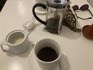 coffee with oat milk  at World Storytelling Cafe in Marrakech
