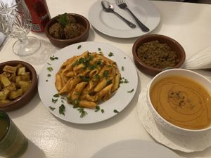 soup, pasta and tapas  at World Storytelling Cafe in Marrakech