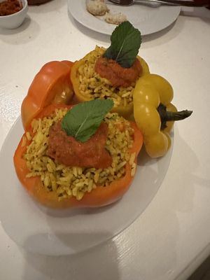 Stuffed peppers  at World Storytelling Cafe in Marrakech