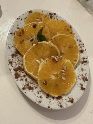 Oranges with cinnamon and almonds  at World Storytelling Cafe in Marrakech