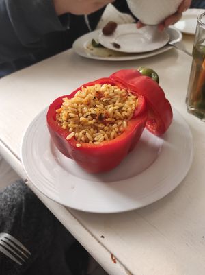 gefüllter paprika (marrok. gewürzt) at World Storytelling Cafe in Marrakech