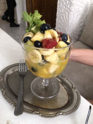 fruit salad  at World Storytelling Cafe in Marrakech
