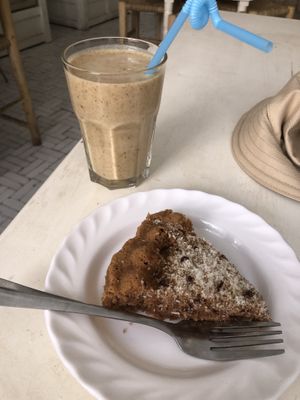 orange cake and almond delight smoothie  at World Storytelling Cafe in Marrakech