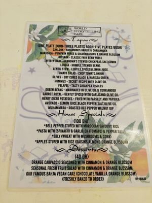 Menu  at World Storytelling Cafe in Marrakech