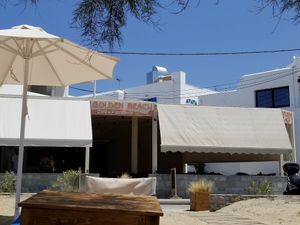 Outside from beach loungers at Golden Beach Cafe in Naxos