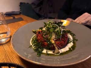 Eggplant with arugula at Am Paulusbogen in Passau