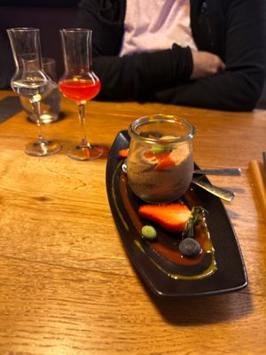 Chocolate pudding made from silken tofu with wasabi nuts at Am Paulusbogen in Passau