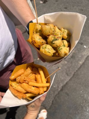 cuculli and panissa at Friggitoria San Giorgio in Genoa