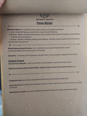Menu 3 at Thrive in Glossop