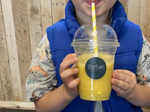 Apple, mango and ginger smoothie   at Thrive in Glossop