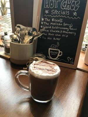Hot chocolate   at Thrive in Glossop