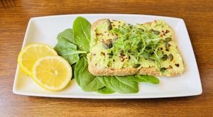 Avo and cream cheeze toast  at Thrive in Glossop