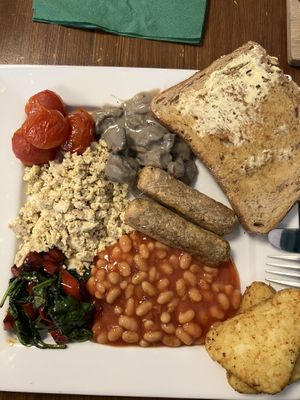 Vegan breakfast. Tofu scramble with smoked tofu - delicious    at Thrive in Glossop