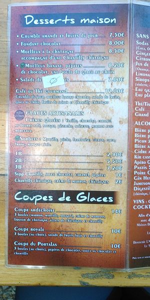 Menu at La Granja dehl Gourmandas in Balazuc