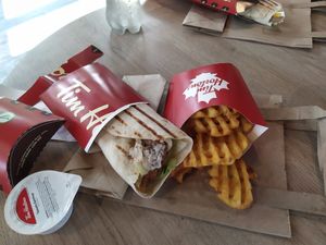 Wrap and lattice fries. at Tim Hortons in Cumbernauld
