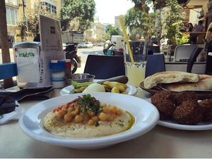 best hummus around at Abu Dhabi Hummus in Tel Aviv