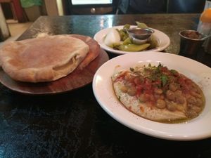 hummus 26ils at Abu Dhabi Hummus in Tel Aviv