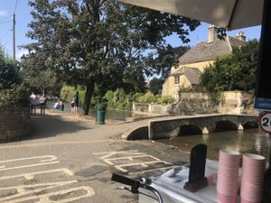 Along the river going to Birdland  at Cotswold Ice Creams in Bourton-on-the-water