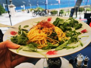 Pasta with garlic at Caffè Sport 1988 in Cannobio