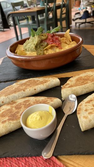 Vegan nachos and Quesadillas   at Carallo in San Jose