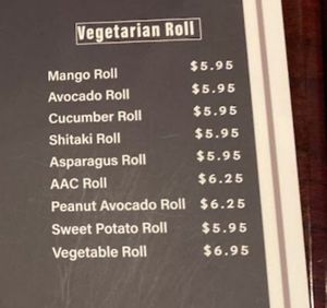 Vegetarian sushi at Shan Kishi in Panama City Beach